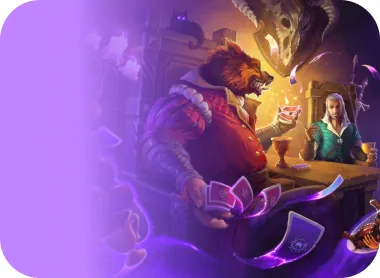 Волшебный медведь, сидящий за столом с человеком