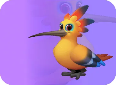 Анимация желтой птицы с большим клювом