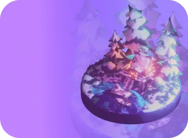 Нарисованный домик в окружении елок