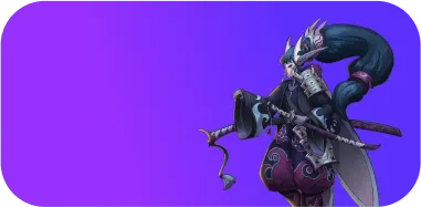 Рисунок девушки-воительницы в кимоно, маске и с катаной