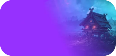 Стилизованная избушка в сумерках