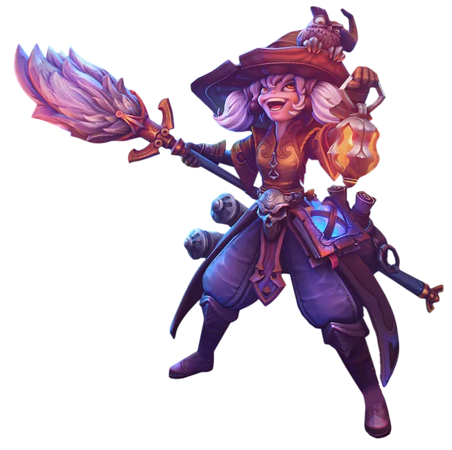 3D-модель девушки-ведьмы с посохом