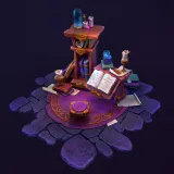 Рисунок книги рядом с книжным шкафчиком