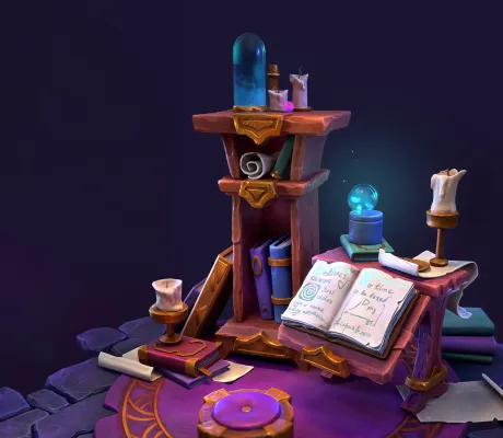 Книга на столе и книжный шкаф