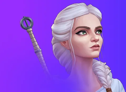 Рисунок девушки-воительницы с белыми волосами