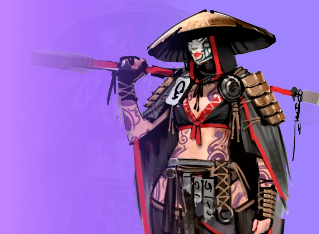 Девушка в амигасе и с катаной